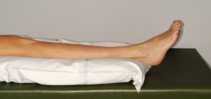 Picture of a human leg resting on a pillow